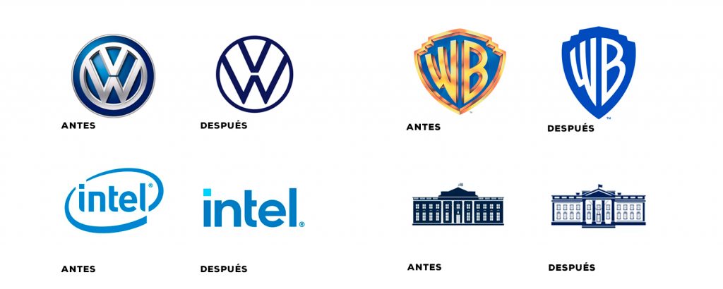 nuevos logotipos de marcas como Volkswagen, Warner Bros, Intel o la Casa Blanca.